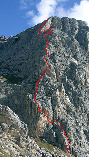 ferrata degli alpini col dei bos tracciato
